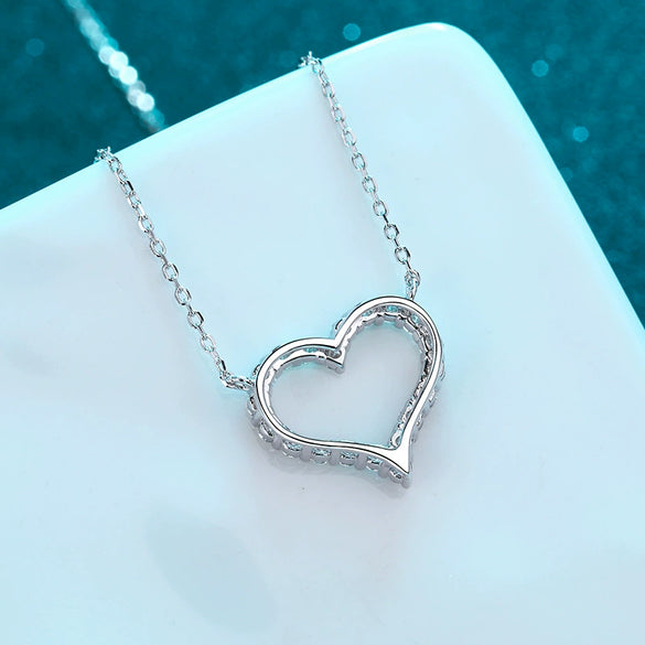 Wholesale Women's Love Pendant Necklace S925 Sterling Silver Plated With Pt950 Gold Heart Pattern