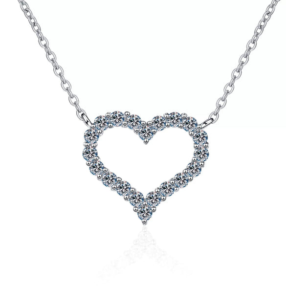 Wholesale Women's Love Pendant Necklace S925 Sterling Silver Plated With Pt950 Gold Heart Pattern