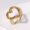 Wholesale Women's Love Ring Open Heartshaped Stainless Steel 18K Goldplated Ring