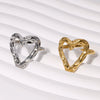 Wholesale Women's Love Ring Open Heartshaped Stainless Steel 18K Goldplated Ring
