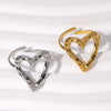 Wholesale Women's Love Ring Open Heartshaped Stainless Steel 18K Goldplated Ring