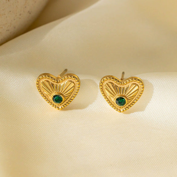 Wholesale Women's Love Series 18K Gold Plated Titanium Steel Heart Shaped Earrings With Electroplating