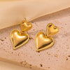 Wholesale Women's Love Series 18K Gold Plated Titanium Steel Heart Shaped Earrings With Electroplating