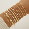 Wholesale Women's Love Twist Chain Bracelet Set With Imitation Pearls Heart Shape Pattern Electroplated Aircraft Chain