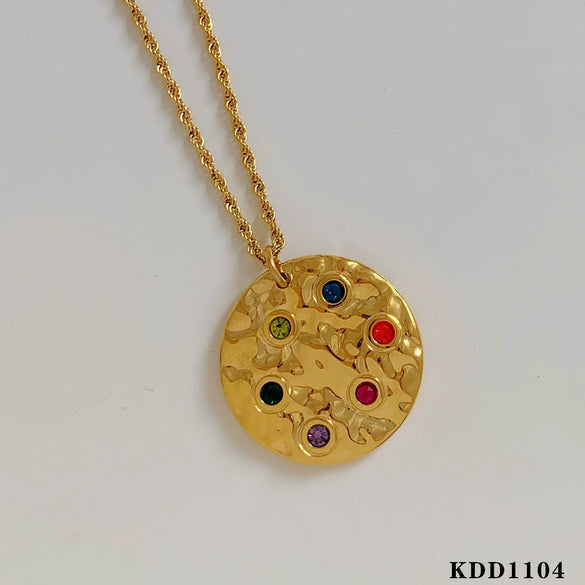 Wholesale Women's Love Water Drops Bell Round Geometric 316 Stainless Steel Pendant Necklace Earrings Suit With Electroplating