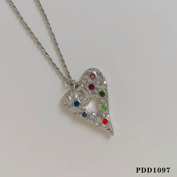 Wholesale Women's Love Water Drops Bell Round Geometric 316 Stainless Steel Pendant Necklace Earrings Suit With Electroplating