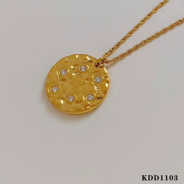 Wholesale Women's Love Water Drops Bell Round Geometric 316 Stainless Steel Pendant Necklace Earrings Suit With Electroplating