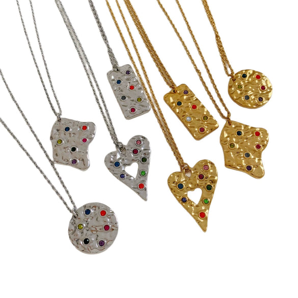 Wholesale Women's Love Water Drops Bell Round Geometric 316 Stainless Steel Pendant Necklace Earrings Suit With Electroplating
