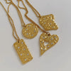 Wholesale Women's Love Water Drops Bell Round Geometric 316 Stainless Steel Pendant Necklace Earrings Suit With Electroplating