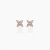 Wholesale Women's Lovely Flower Pattern Brass Earrings Plated With Real Gold And Set With Zircon