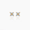 Wholesale Women's Lovely Flower Pattern Brass Earrings Plated With Real Gold And Set With Zircon