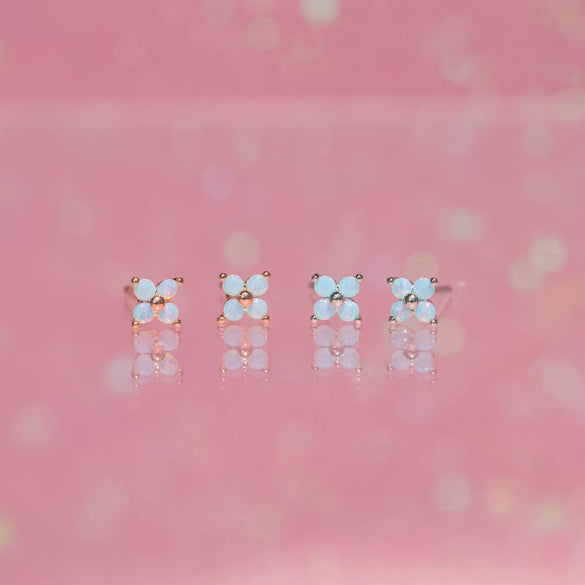 Wholesale Women's Lovely Flower Pattern Brass Earrings Plated With Real Gold And Set With Zircon