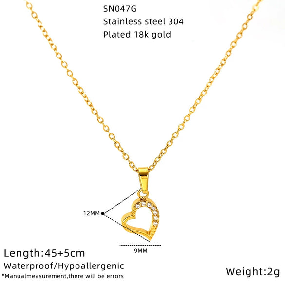 Wholesale Women's Lovely Heart Shape Zirconia Titanium Steel Cross Chain Necklace