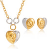 Wholesale Women's Lovethemed Titanium Steel And Stainless Steel Jewelry Set With Heart Drop Bell Patterns Electroplated