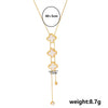 Wholesale Women's Lucky Clover Tassel Pendant Necklace In Titanium Steel With Leaf Pattern And Electroplating