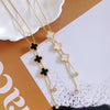 Wholesale Women's Lucky Clover Tassel Pendant Necklace In Titanium Steel With Leaf Pattern And Electroplating