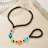 Wholesale Women's Luminous Stone Rice Bead Anklet Geometric Fivepointed Star Design
