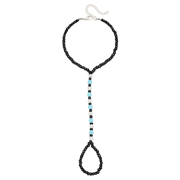 Wholesale Women's Luminous Stone Rice Bead Anklet Geometric Fivepointed Star Design