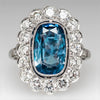 Wholesale Women's Luxury Color Treasure Ring With Sea Blue Zircon Copper Geometric Design