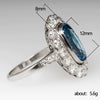 Wholesale Women's Luxury Color Treasure Ring With Sea Blue Zircon Copper Geometric Design
