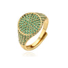 Wholesale Women's Luxury Copper Geometric Round Inlaid Colored Diamond Open Stacked Ring