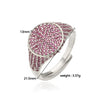 Wholesale Women's Luxury Copper Geometric Round Inlaid Colored Diamond Open Stacked Ring