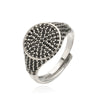 Wholesale Women's Luxury Copper Geometric Round Inlaid Colored Diamond Open Stacked Ring