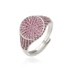Wholesale Women's Luxury Copper Geometric Round Inlaid Colored Diamond Open Stacked Ring