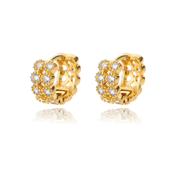 Wholesale Women's Luxury Copper Zircon Heart Geometric Electroplated Earrings