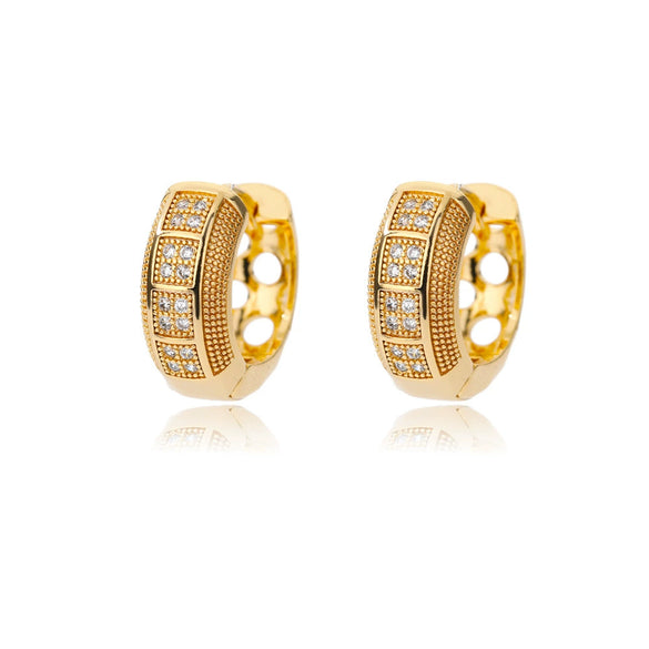 Wholesale Women's Luxury Copper Zircon Heart Geometric Electroplated Earrings
