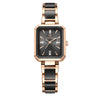 Wholesale Women's Luxury Diamond Square Waterproof Quartz Watch With Stainless Steel Clasp Resin Strap And Alloy Case