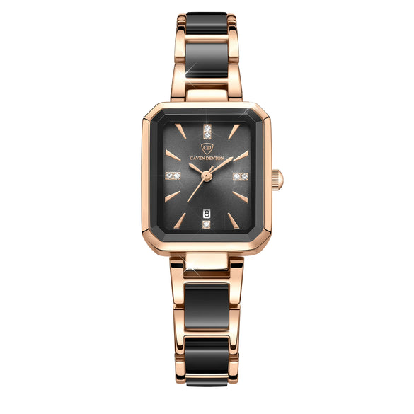 Wholesale Women's Luxury Diamond Square Waterproof Quartz Watch With Stainless Steel Clasp Resin Strap And Alloy Case