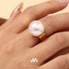 Wholesale Women's Luxury Exaggerated Beaded 316L Stainless Steel Ring Plated 18K Gold Geometric Style Jewelry
