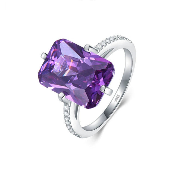 Wholesale Women's Luxury Exaggerated Rectangular Zircon Inlaid Ring S925 Silver With Geometric Pattern Electroplated
