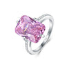 Wholesale Women's Luxury Exaggerated Rectangular Zircon Inlaid Ring S925 Silver With Geometric Pattern Electroplated