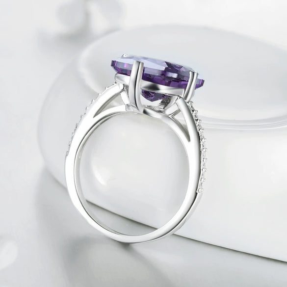 Wholesale Women's Luxury Exaggerated Rectangular Zircon Inlaid Ring S925 Silver With Geometric Pattern Electroplated