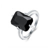 Wholesale Women's Luxury Exaggerated Rectangular Zircon Inlaid Ring S925 Silver With Geometric Pattern Electroplated