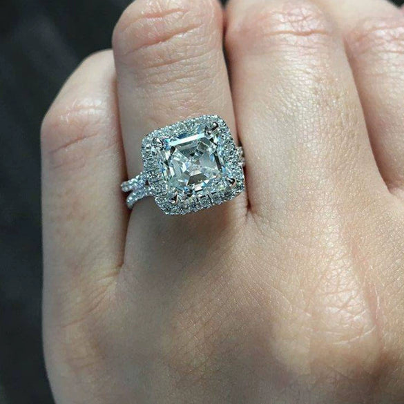 Wholesale Women's Luxury Exquisite Geometric Zircon Copper Ring