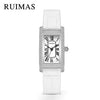 Wholesale Women's Luxury Fashion Quartz Watch With Alloy Case Genuine Leather Strap And Stainless Steel Buckle Embedded With Diamonds Rectangular Dial