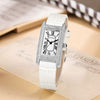 Wholesale Women's Luxury Fashion Quartz Watch With Alloy Case Genuine Leather Strap And Stainless Steel Buckle Embedded With Diamonds Rectangular Dial