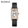 Wholesale Women's Luxury Fashion Quartz Watch With Alloy Case Genuine Leather Strap And Stainless Steel Buckle Embedded With Diamonds Rectangular Dial