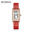 Wholesale Women's Luxury Fashion Quartz Watch With Alloy Case Genuine Leather Strap And Stainless Steel Buckle Embedded With Diamonds Rectangular Dial