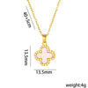 Wholesale Women's Luxury Fourleaf Clover Titanium Steel Necklace With Black And White Doublesided Design 18K Goldplated Ochain Geometric Pattern