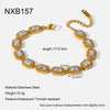 Wholesale Women's Luxury Geometric Heart And Flower Zircon Inlay 18K Goldplated Stainless Steel Bracelet