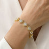 Wholesale Women's Luxury Geometric Heart And Flower Zircon Inlay 18K Goldplated Stainless Steel Bracelet