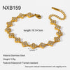 Wholesale Women's Luxury Geometric Heart And Flower Zircon Inlay 18K Goldplated Stainless Steel Bracelet