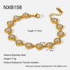 Wholesale Women's Luxury Geometric Heart And Flower Zircon Inlay 18K Goldplated Stainless Steel Bracelet