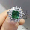 Wholesale Women's Luxury Geometric Square Copper Ring Inlaid With Grandmother Green Zircon