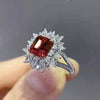 Wholesale Women's Luxury Geometric Square Copper Ring Inlaid With Grandmother Green Zircon