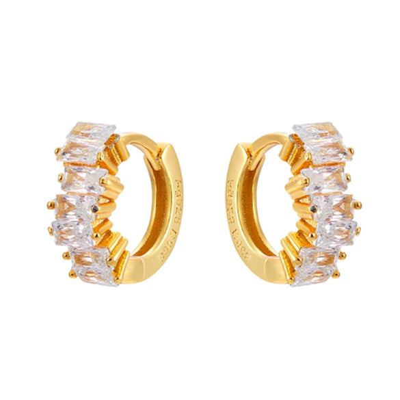 Wholesale Women's Luxury Geometric Zircon Earring Sets Copper Purely Handmade